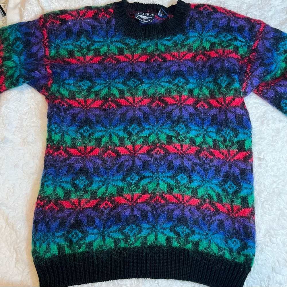 Best American Clothing Fuzzy Snowflake Sweater- Medium